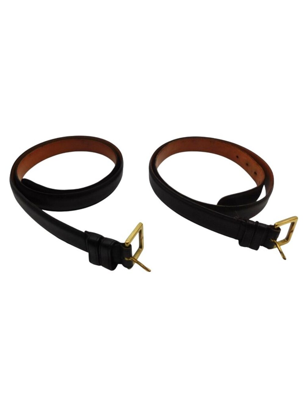 2 Coach Black Brown Leather Belt Solid Brass Buckle Mens Size 42 Made In USA